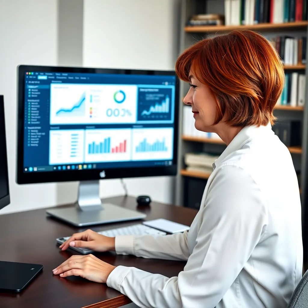 Student die een online Power BI video tutorial volgt